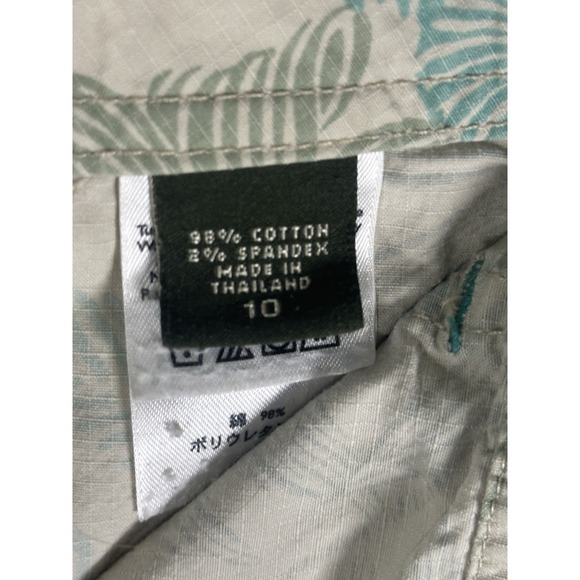 EDDIE BAUER Green FLORAL SKIRT Size 10 98% Cotton 2% Spandex Outdoor Palm - Picture 6 of 7